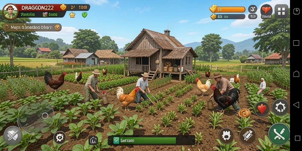 Tampilan gameplay menarik dari DRAGON222 menunjukkan keseruan bertani.