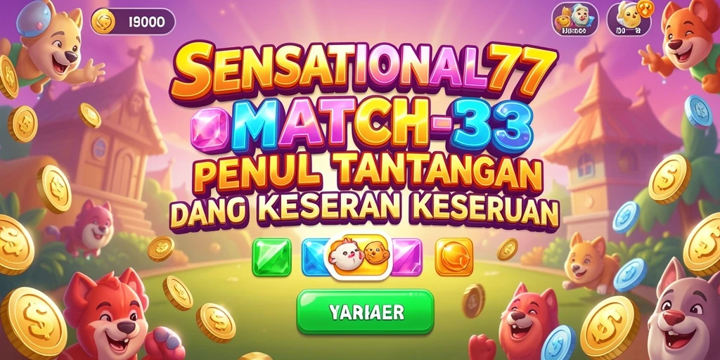 Tangkapan layar gameplay SENSATIONAL77 dengan elemen Match-3 yang menarik.